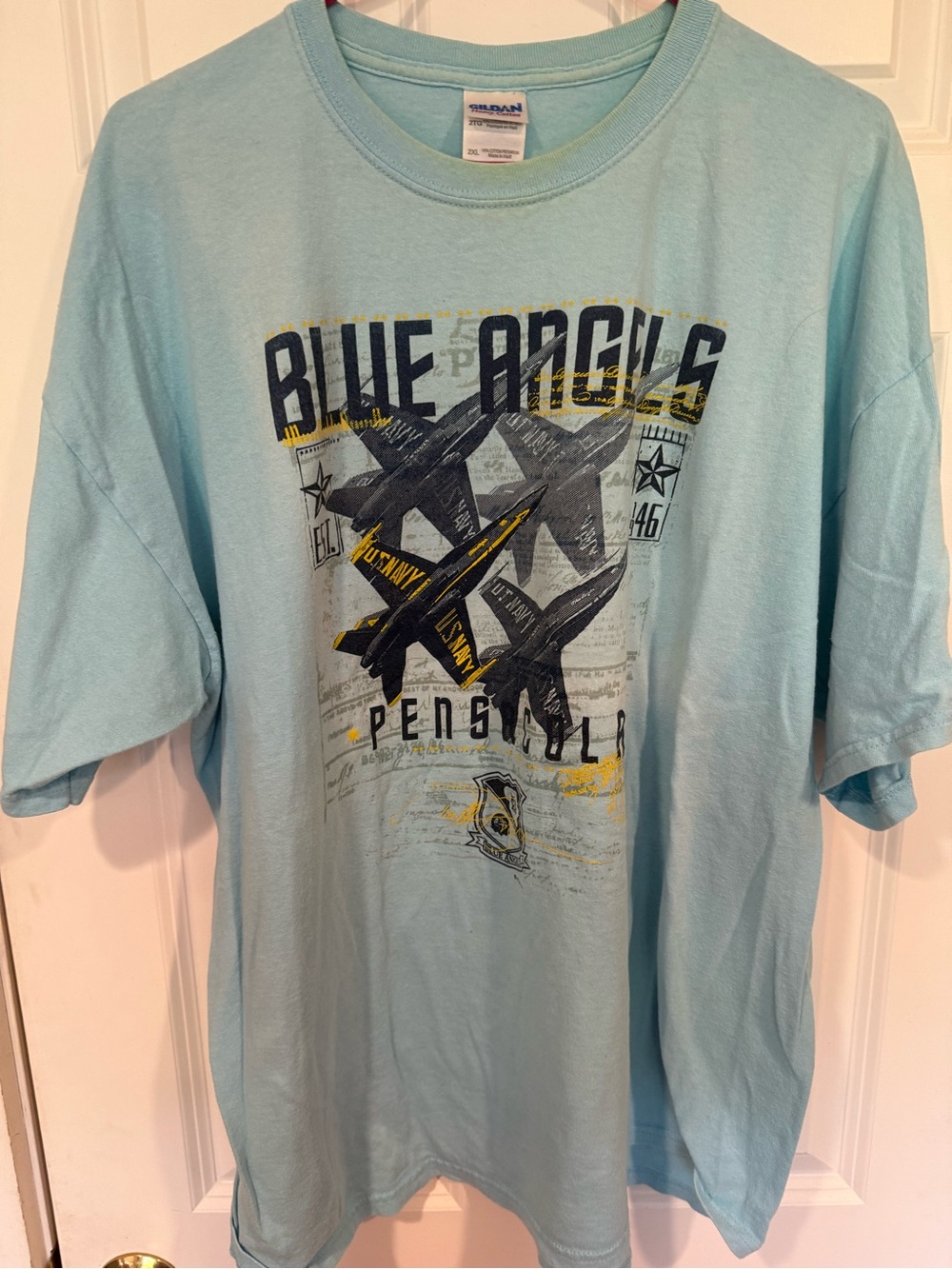Gildan Light Blue Blue Angels Pensacola Jet Graphic Tee